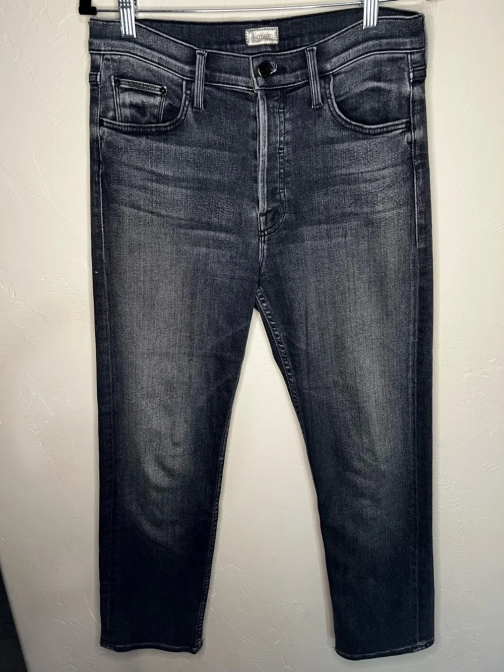 MOTHER Straight Leg Jeans in Washed Black